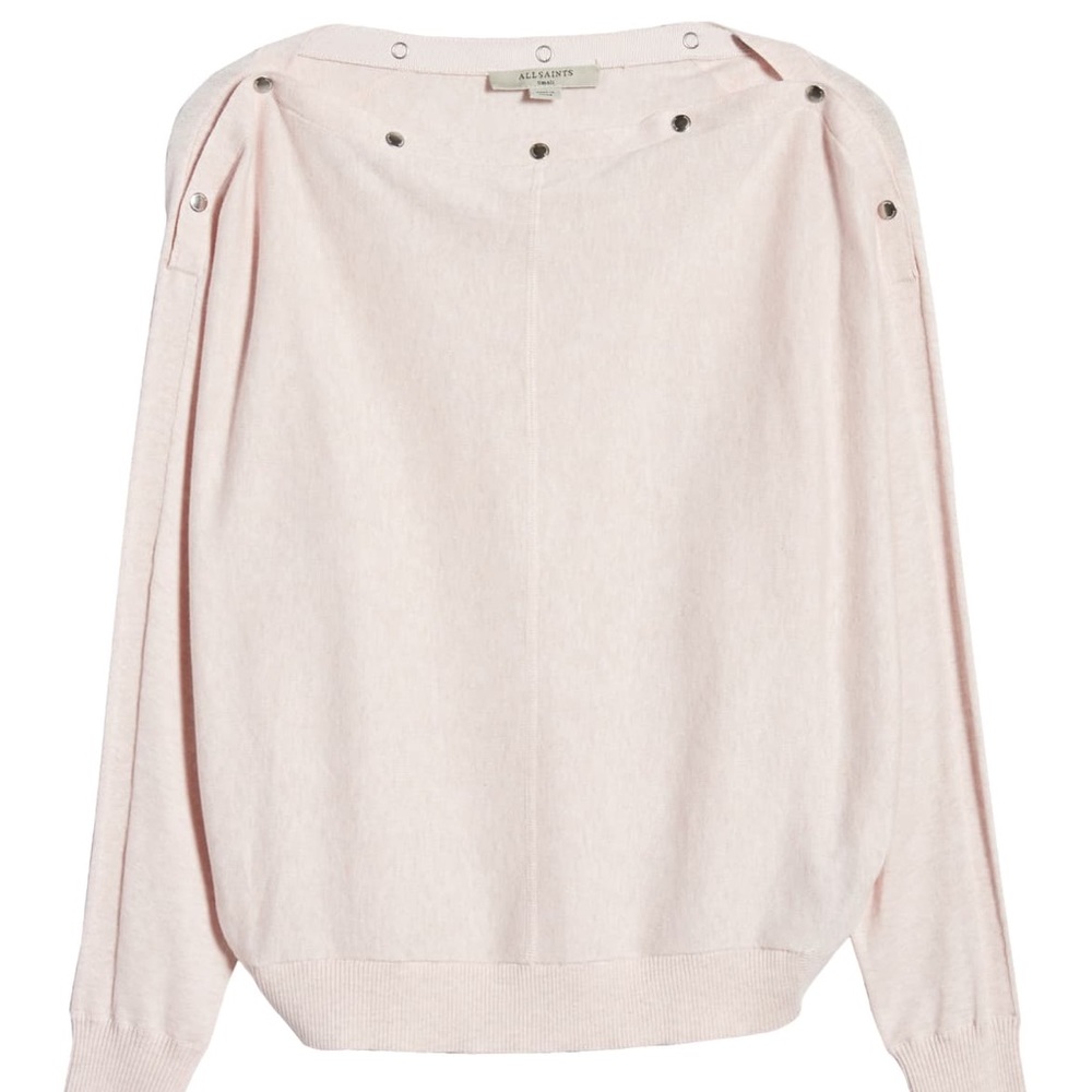 All Saints Elle Boatneck Snap-Detail Sweater-Pink